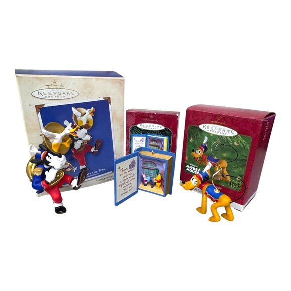 Disney Hallmark Keepsake Ornament Lot Goofy Toots The Tuba Pluto Winnie The Pooh - Picture 1 of 8